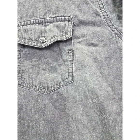 Livergy Mens Long Sleeve Denim Western Shirt Black Faded Cotton XL 43/44 - Picture 4 of 12